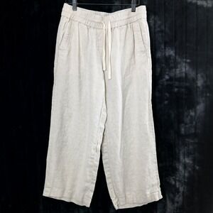 Talbots Linen Pants Women Small Cropped Relaxed Coastal Boho Loungewear Vacation